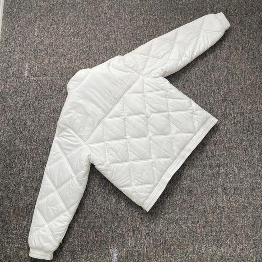 Adidas White Quilted Puffer Jacket Diamond Stitch Full Zip Mens‎ Large L